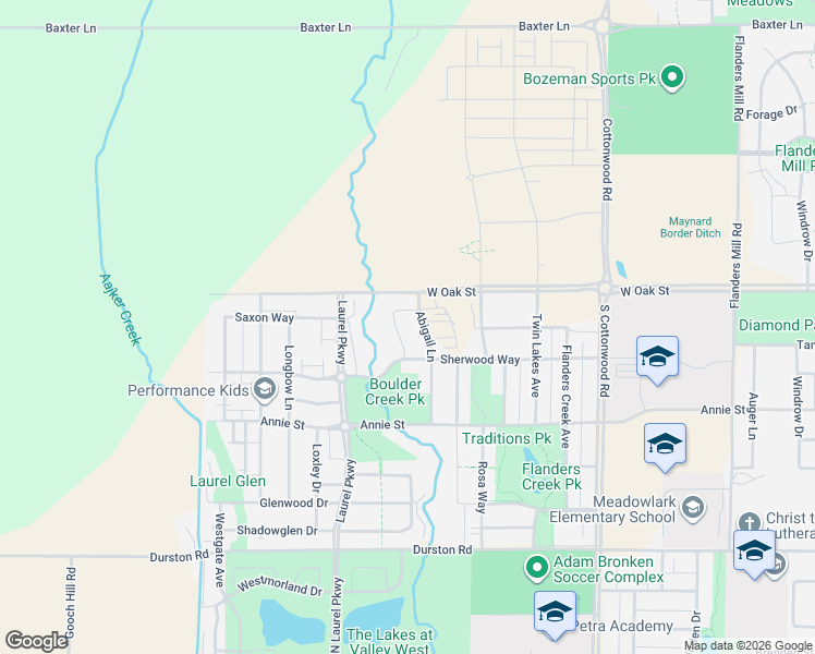 map of restaurants, bars, coffee shops, grocery stores, and more near 1147 Abigail Lane in Bozeman