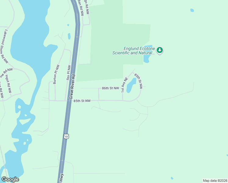 map of restaurants, bars, coffee shops, grocery stores, and more near 25 85th Street Northwest in Rice