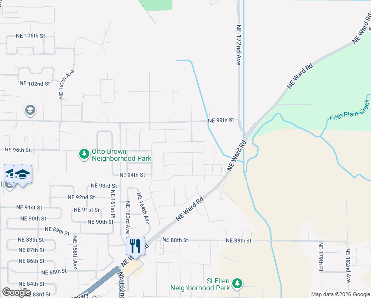 map of restaurants, bars, coffee shops, grocery stores, and more near 16700 Northeast 95th Street in Vancouver