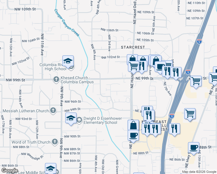 map of restaurants, bars, coffee shops, grocery stores, and more near 9607 Northwest 4th Avenue in Vancouver
