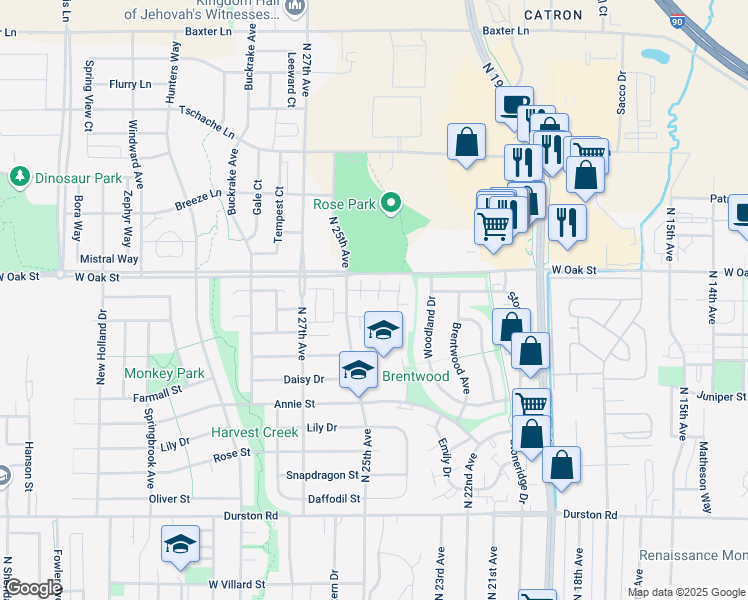 map of restaurants, bars, coffee shops, grocery stores, and more near 2440 Daws Drive in Bozeman