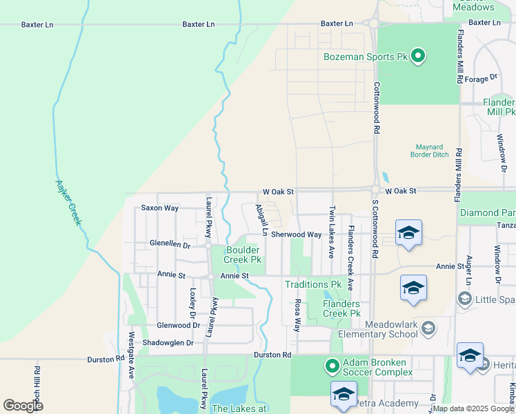 map of restaurants, bars, coffee shops, grocery stores, and more near 1147 Abigail Lane in Bozeman
