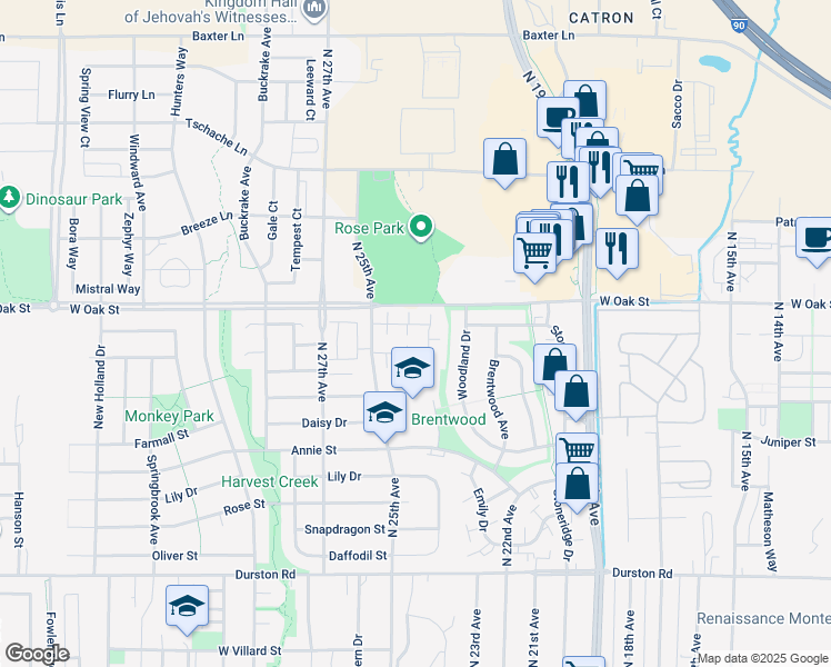 map of restaurants, bars, coffee shops, grocery stores, and more near 2440 Wheeler Drive in Bozeman