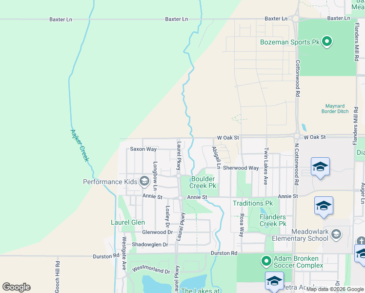map of restaurants, bars, coffee shops, grocery stores, and more near 1265 Baxter Creek Way in Bozeman