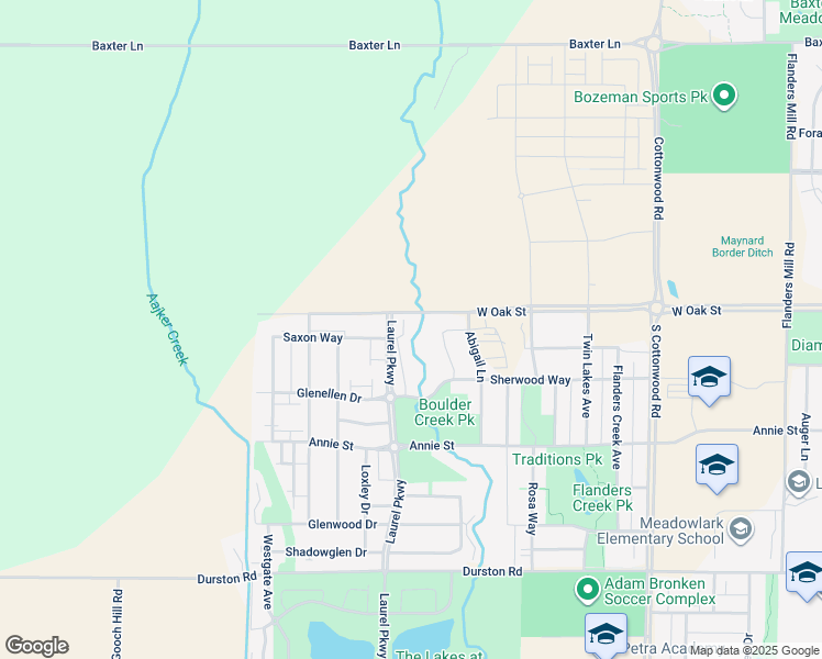 map of restaurants, bars, coffee shops, grocery stores, and more near 1260a West Oak Street in Bozeman