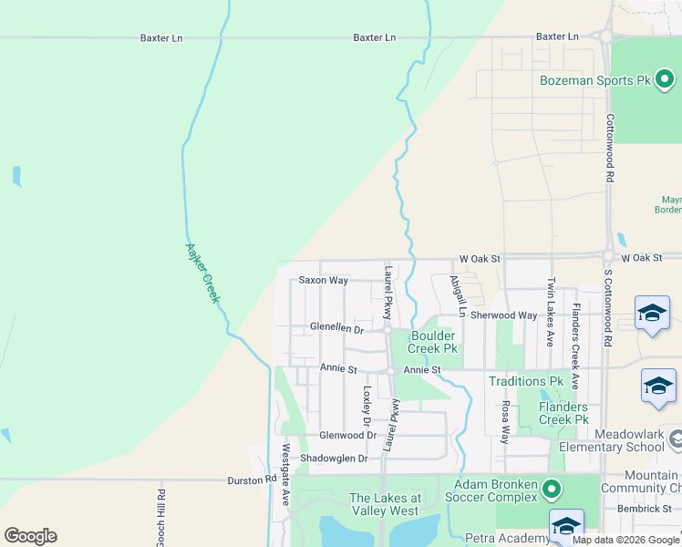 map of restaurants, bars, coffee shops, grocery stores, and more near 5625 Saxon Way in Bozeman