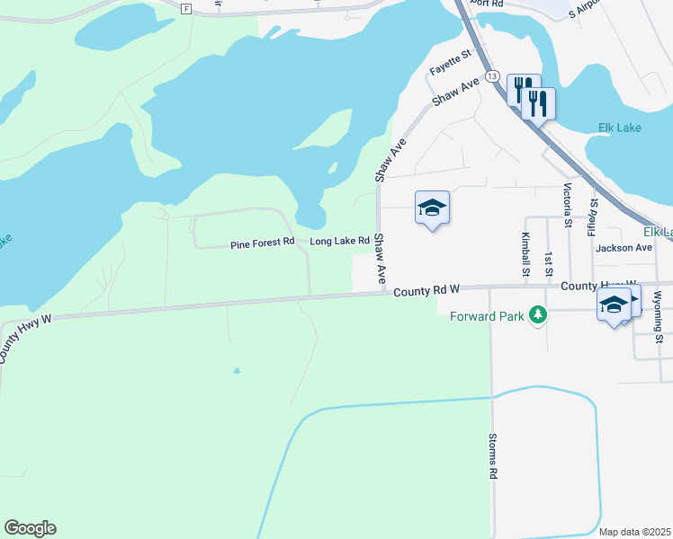 map of restaurants, bars, coffee shops, grocery stores, and more near W7046 County Road West in Phillips