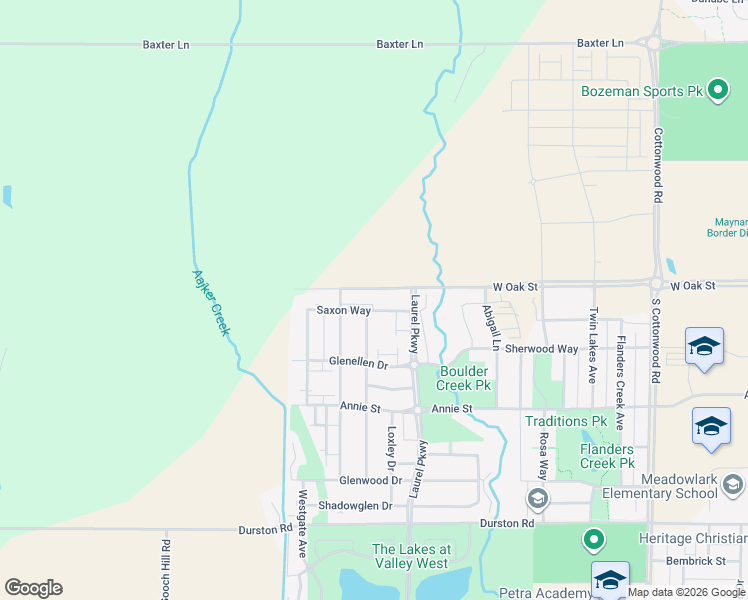 map of restaurants, bars, coffee shops, grocery stores, and more near 5625 Saxon Way in Bozeman