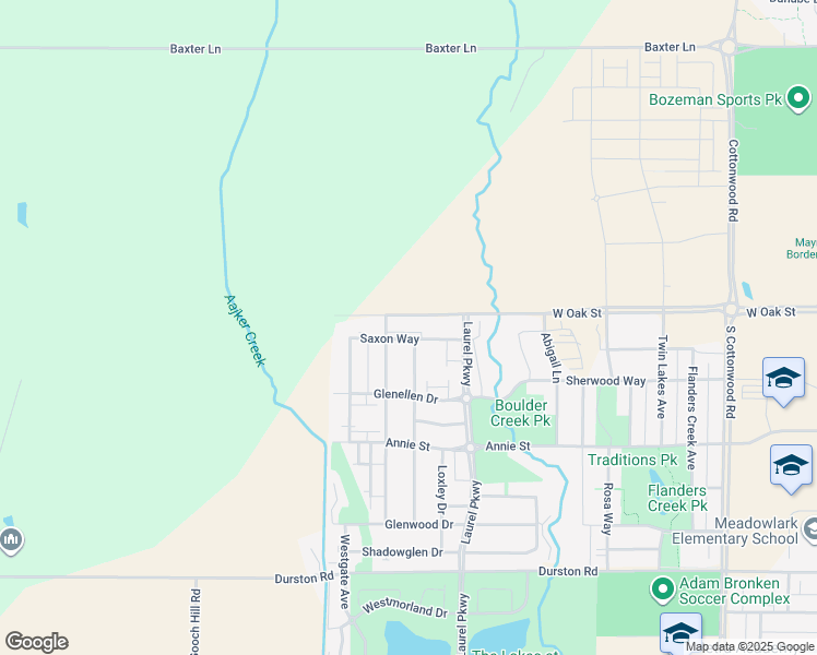 map of restaurants, bars, coffee shops, grocery stores, and more near 5673 Saxon Way in Bozeman
