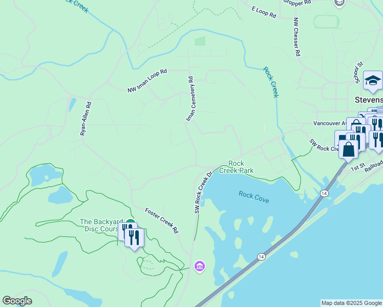 map of restaurants, bars, coffee shops, grocery stores, and more near 1070 Briggs Road in Stevenson