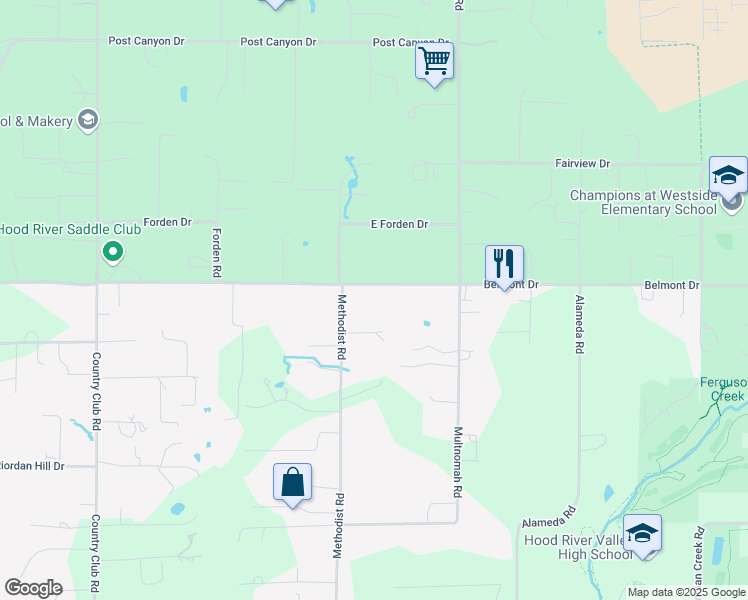 map of restaurants, bars, coffee shops, grocery stores, and more near 4095 Belmont Drive in Hood River