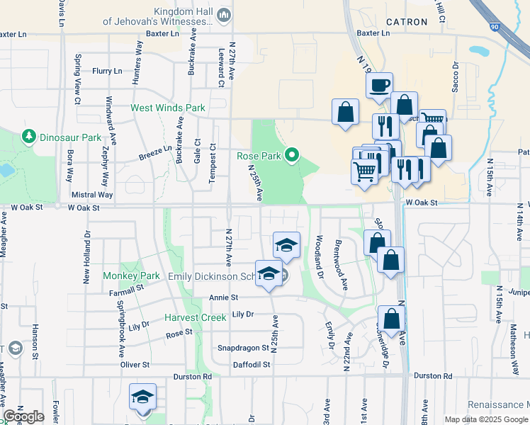 map of restaurants, bars, coffee shops, grocery stores, and more near 2491 Wheeler Drive in Bozeman