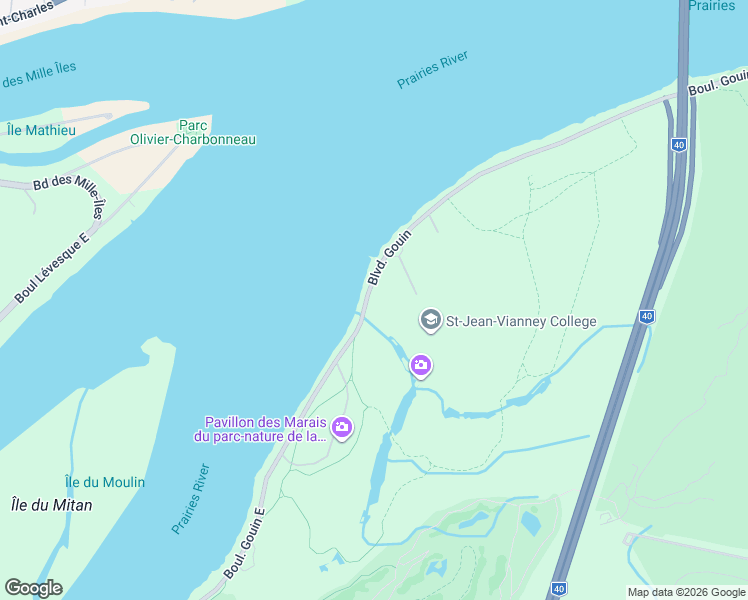 map of restaurants, bars, coffee shops, grocery stores, and more near 12550 Boulevard Gouin Est in Montréal