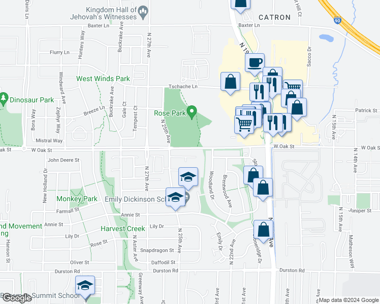 map of restaurants, bars, coffee shops, grocery stores, and more near 2431 Wheeler Drive in Bozeman