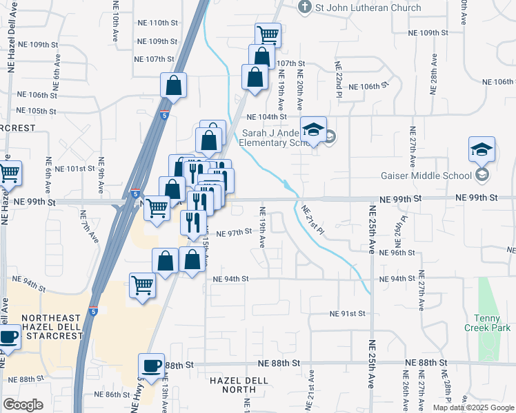 map of restaurants, bars, coffee shops, grocery stores, and more near 1801 Northeast 19th Avenue in Vancouver