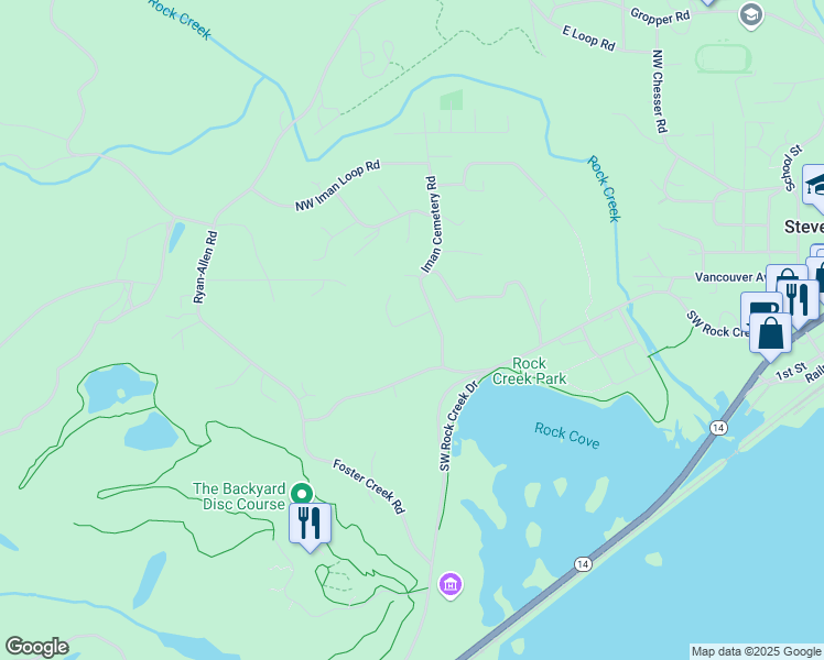 map of restaurants, bars, coffee shops, grocery stores, and more near 1070 Briggs Road in Stevenson