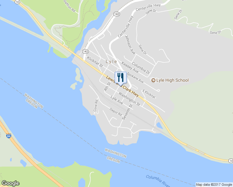 map of restaurants, bars, coffee shops, grocery stores, and more near 500 Washington Street in Lyle