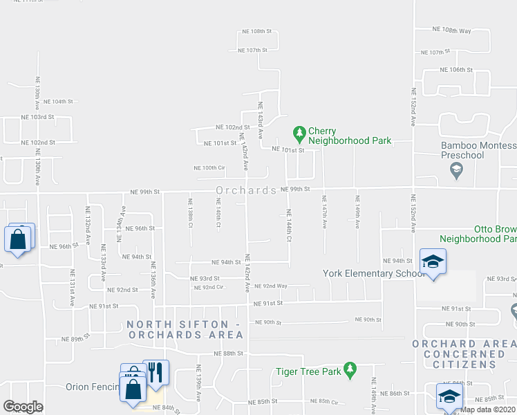 map of restaurants, bars, coffee shops, grocery stores, and more near 9717 Northeast 142nd Avenue in Vancouver