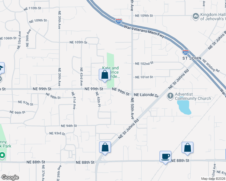 map of restaurants, bars, coffee shops, grocery stores, and more near 9815 Northeast 47th Court in Vancouver