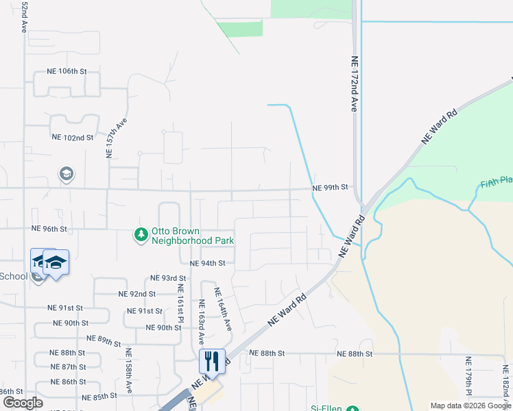 map of restaurants, bars, coffee shops, grocery stores, and more near 16603 Northeast 98th Street in Vancouver