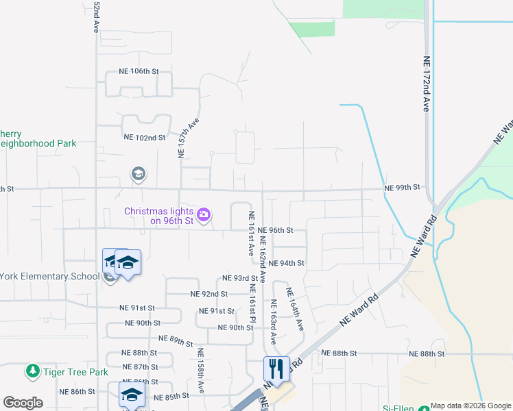 map of restaurants, bars, coffee shops, grocery stores, and more near 9801 Northeast 161st Avenue in Vancouver