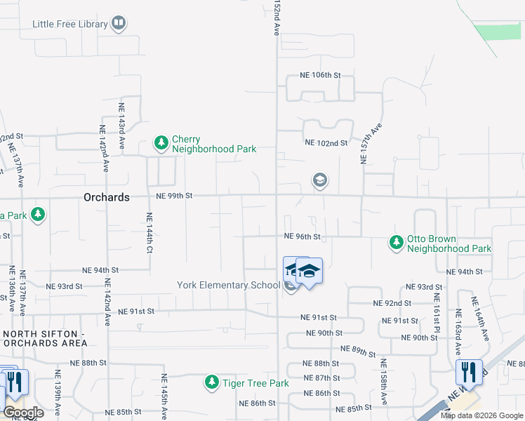map of restaurants, bars, coffee shops, grocery stores, and more near 9712 Northeast 152nd Avenue in Vancouver