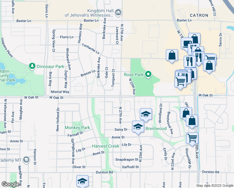 map of restaurants, bars, coffee shops, grocery stores, and more near 2722 Cobblestone Place in Bozeman