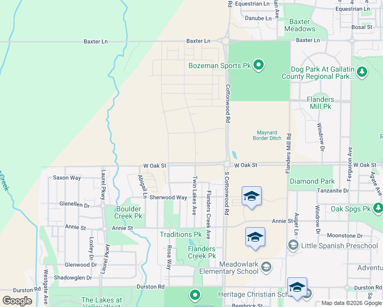 map of restaurants, bars, coffee shops, grocery stores, and more near 1160 Rosa Way in Bozeman