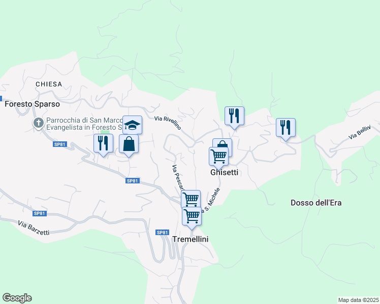 map of restaurants, bars, coffee shops, grocery stores, and more near 4 Via Pescarie in Foresto Sparso