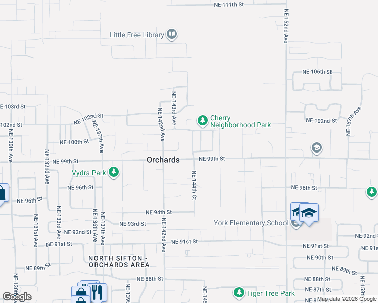 map of restaurants, bars, coffee shops, grocery stores, and more near 10002 Northeast 144th Avenue in Vancouver