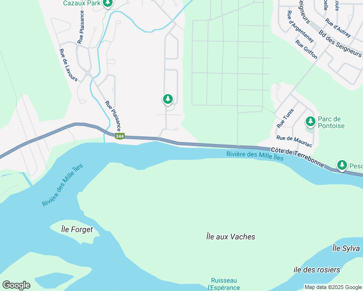 map of restaurants, bars, coffee shops, grocery stores, and more near 3620 Côte de Terrebonne in Terrebonne
