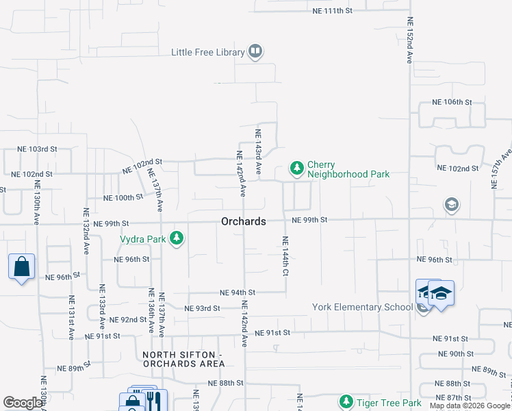 map of restaurants, bars, coffee shops, grocery stores, and more near 14204 Northeast 100th Street in Vancouver