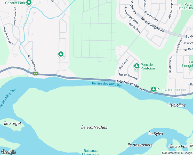 map of restaurants, bars, coffee shops, grocery stores, and more near 3845 Côte de Terrebonne in Terrebonne