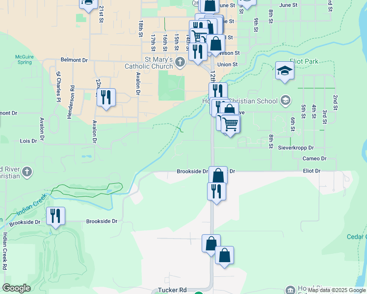 map of restaurants, bars, coffee shops, grocery stores, and more near 1950 Sterling Drive in Hood River