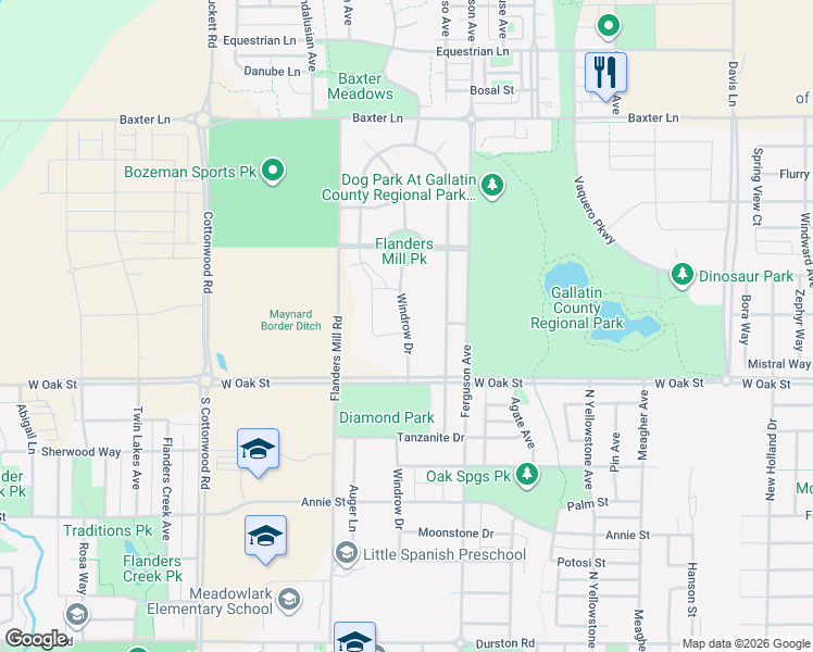 map of restaurants, bars, coffee shops, grocery stores, and more near 1171 Ferguson Avenue in Bozeman