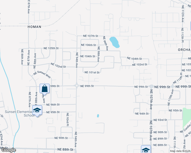 map of restaurants, bars, coffee shops, grocery stores, and more near 10013 Northeast 97th Court in Vancouver