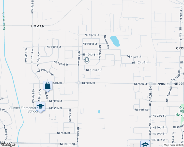 map of restaurants, bars, coffee shops, grocery stores, and more near 10010 Northeast 96th Avenue in Vancouver
