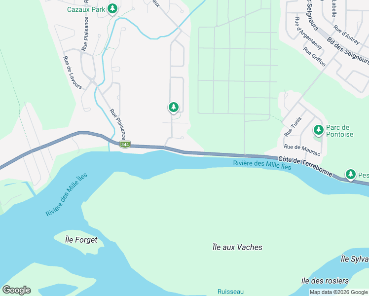 map of restaurants, bars, coffee shops, grocery stores, and more near 3605 Côte de Terrebonne in Terrebonne