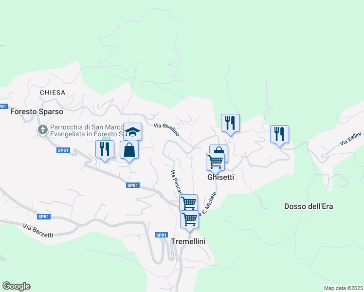 map of restaurants, bars, coffee shops, grocery stores, and more near 4 Via Pescarie in Foresto Sparso