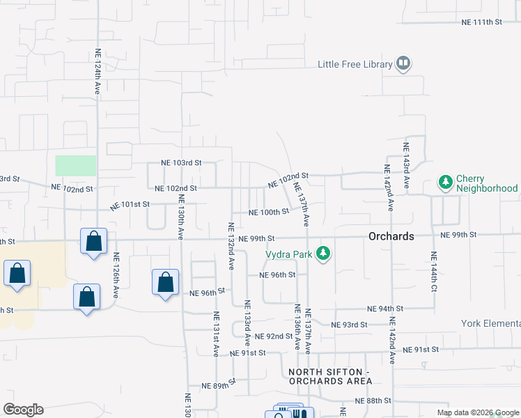 map of restaurants, bars, coffee shops, grocery stores, and more near 10000 Northeast 134th Avenue in Vancouver