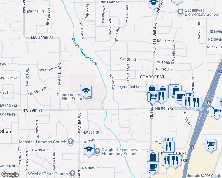 map of restaurants, bars, coffee shops, grocery stores, and more near 10112 Northwest 4th Avenue in Vancouver