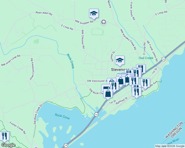 map of restaurants, bars, coffee shops, grocery stores, and more near 35-99 Lasher Street in Stevenson