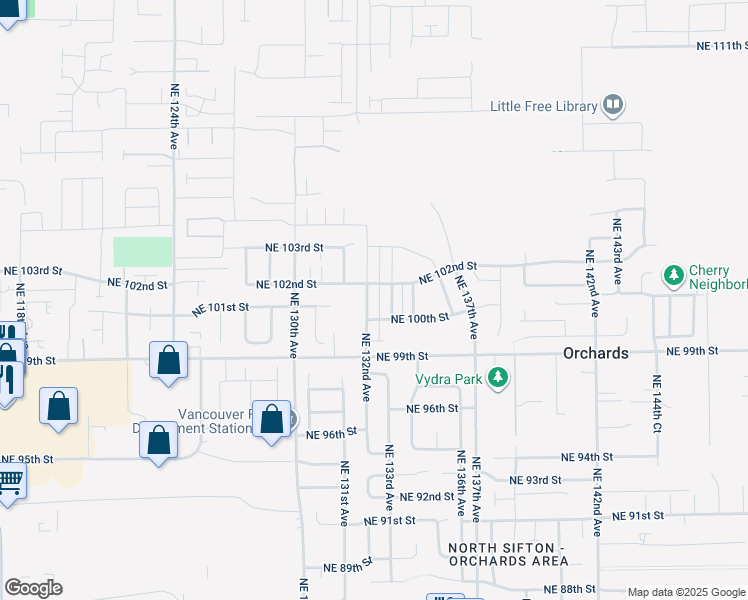 map of restaurants, bars, coffee shops, grocery stores, and more near 10113 Northeast 132nd Avenue in Vancouver