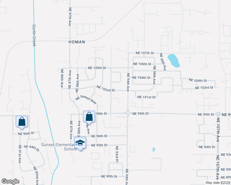 map of restaurants, bars, coffee shops, grocery stores, and more near 9303 Northeast 102nd Street in Vancouver