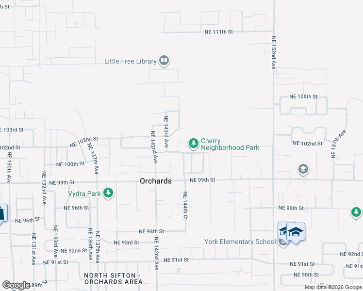 map of restaurants, bars, coffee shops, grocery stores, and more near 10103 Northeast 144th Court in Vancouver