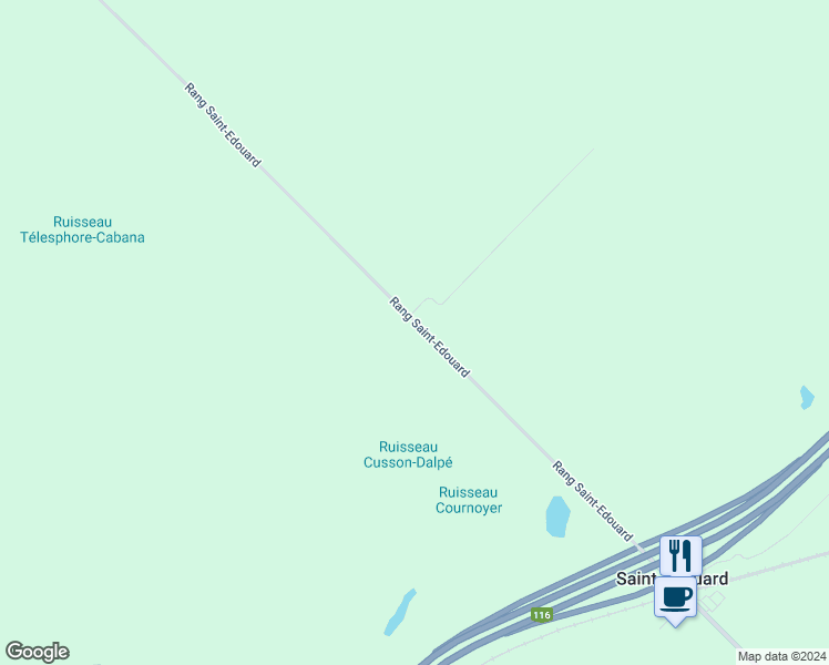 map of restaurants, bars, coffee shops, grocery stores, and more near 1672 Rang Saint-Edouard in Saint-Simon