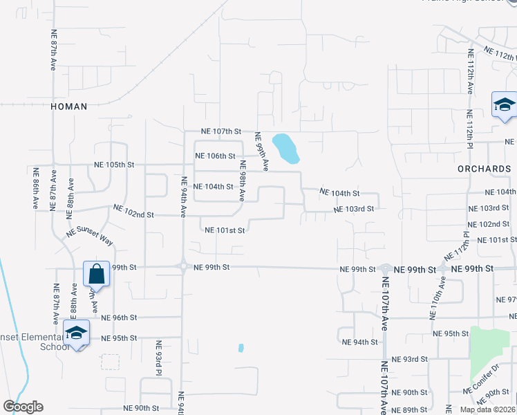map of restaurants, bars, coffee shops, grocery stores, and more near 9813 Northeast 103rd Street in Vancouver