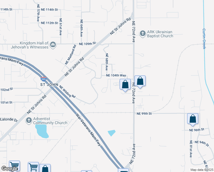 map of restaurants, bars, coffee shops, grocery stores, and more near 10400 Northeast 72nd Avenue in Vancouver