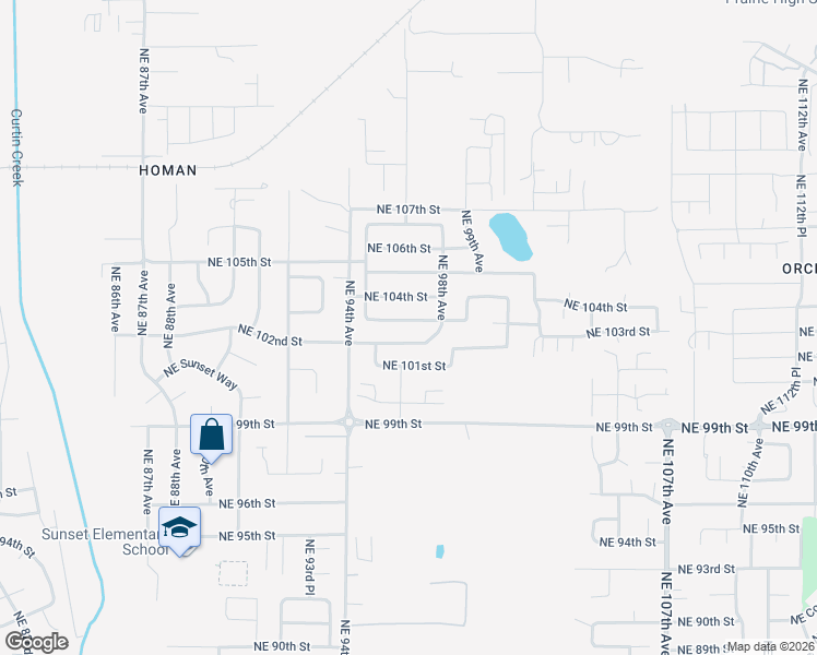map of restaurants, bars, coffee shops, grocery stores, and more near 9601 Northeast 103rd Street in Vancouver