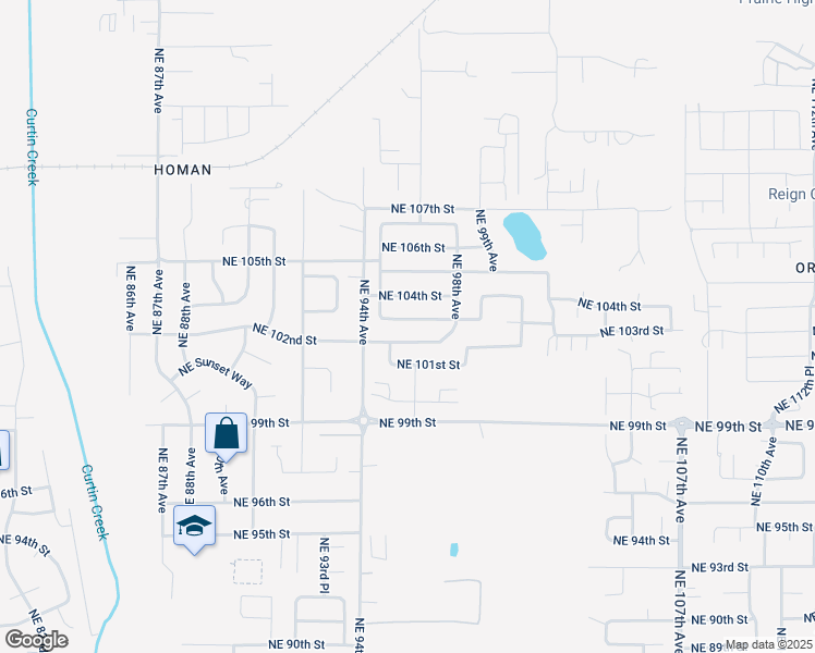 map of restaurants, bars, coffee shops, grocery stores, and more near 9601 Northeast 103rd Street in Vancouver